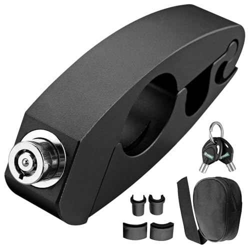 EYPINS Motorrad Lenkerschloss, Universal Bremshebel Schloss Gasgriff Diebstahlsicherung Sicherheitsschloss, Lenkergriff Aluminium mit 2 Schlüsseln für Motorräder, Fahrräder, Roller und ATVs (schwarz) von EYPINS