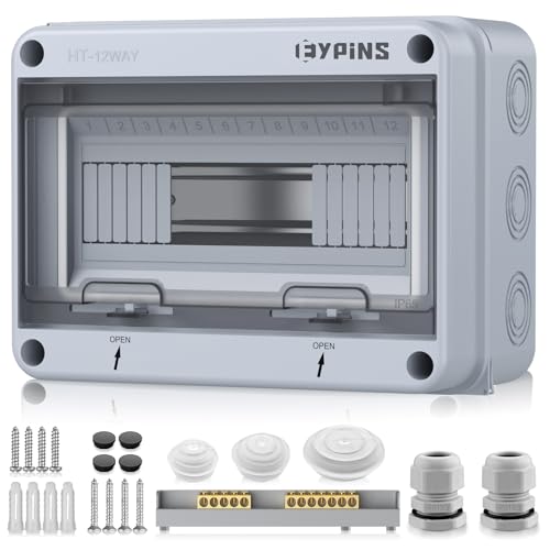 EYPINS Verteilerkasten Aufputz, Kleinverteiler 1-reihig 12 Module Schaltschrank IP65 Feuchtraum Sicherungskasten, Aufputzverteiler mit umlaufender Dichtung für Garten oder Außenbereichen von EYPINS