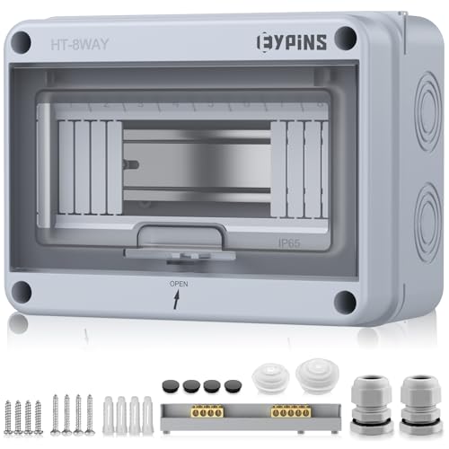 EYPINS Verteilerkasten Aufputz 1-Reihig 8 Module, Kleinverteiler IP65 Feuchtraum Sicherungskasten Aufputz, Unterverteilung Aufputz mit umlaufender Dichtung für Garten oder Außenbereichen von EYPINS
