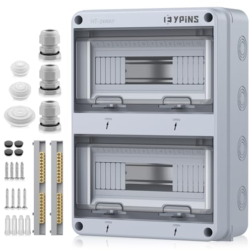 EYPINS Verteilerkasten Aufputz 2-Reihig 24 Module, Sicherungskasten Aufputz IP65 Feuchtraum Aufputzverteiler, Unterverteilung Aufputz mit umlaufender Dichtung für Garten oder Außenbereichen von EYPINS