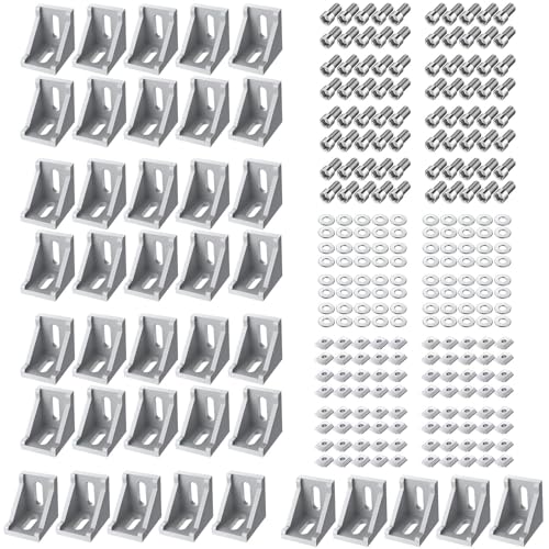 EYPINS 40x Befestigungsmaterial Winkel Befestigung, Aluprofil 30x30 & 30x60 Nut 8 Raster Streben Aluminium Montageprofil Stangenprofil Strebenprofil Nutprofil Bauprofil für DIY-Projekte 3D-Drucker CNC von EYPINS