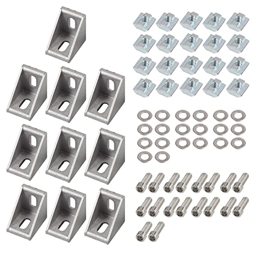 EYPINS 10X ALU Winkelverbinder, Aluprofil 40x40 40x80 Nut 8 Aluminium 90 Grad Winkel Raster Profil Aluwinkel Eckverbinder Wandhalter für Strebenprofil, Winkelprofil, 3D-Drucker, CNC-Fräser, DIY von EYPINS