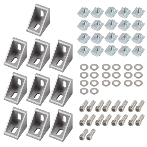EYPINS 10X ALU Winkelverbinder, Aluprofil 40x40 40x80 Nut 8 Aluminium 90 Grad Winkel Raster Profil Aluwinkel Eckverbinder Wandhalter für Strebenprofil, Winkelprofil, 3D-Drucker, CNC-Fräser, DIY von EYPINS
