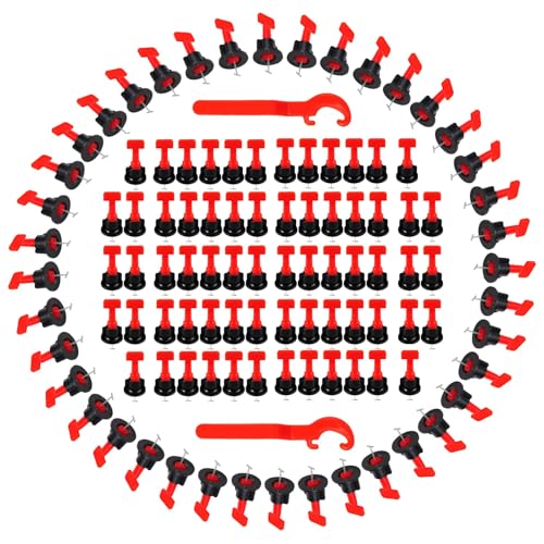 Fliesen Nivelliersystem, EYPINS Fliesenausgleichssystem 100 Stück Locator Spacer Zange Abstandshalter Verstellbar Wiederverwendbare Nivelliersystem Handwerkzeuge Kit für Fliesen Bodenbelag Wand von EYPINS