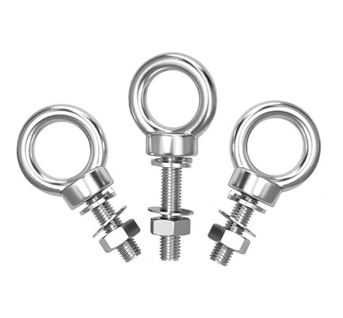 304, eizbolzen aus stahlglas, 304 Edelstahl-Ringschrauben mit Unterlegscheiben und Muttern, silberfarben, mehrere Größen, 82 Stück(M16*40 2pcs) von EYRMQWJPC