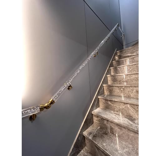 Alec geländer Handlauf aus Acrylkristall for Treppen, 50–600 cm, mit goldener Halterung(140cm(4.5ft)) von EYRMQWJPC
