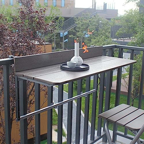 Balkone faltet die tische, Balkon-Klapptisch for Geländer, Braun, mehrere Größen(60 * 37Cm/23.6 * 14.5In) von EYRMQWJPC