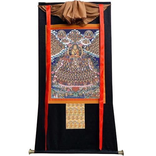 Buddhistischer Thangka-Wandteppich Je Tsongkhapa Refuge Tree Thangka Giclée-Druck gerahmt buddhistische Kunst Mehrfarbig mehrere Größen(Frame Color 7) von EYRMQWJPC