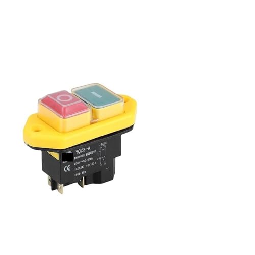 Den schalter für notbremse. 4/5Pin 110V 220V ON-OFF Momentary Reset Push Button Elektromagnetische Schalter IP55 Wasserdicht YCZ3-C Ersetzen KJD17(Ycz3-a,4 Pins 220V) von EYRMQWJPC