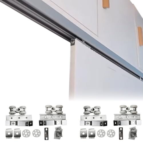 Die schienen der tore schieben, Aluminium-Schiebetürschienen-Set mit Soft-Close-Mechanismus, 2–10 Fuß(Double,10 FT/3.04 m) von EYRMQWJPC