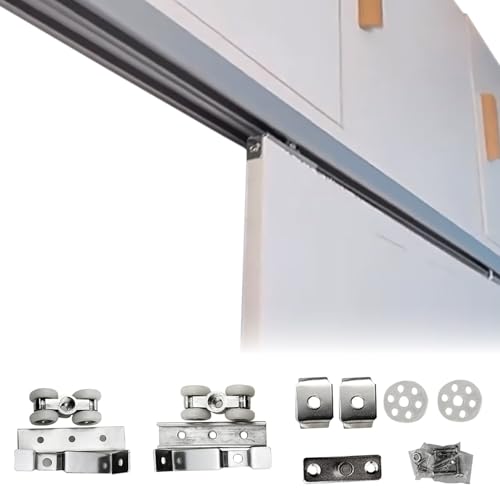 Die schienen der tore schieben, Aluminium-Schiebetürschienen-Set mit Soft-Close-Mechanismus, 2–10 Fuß(Single,5 FT/1.52 m) von EYRMQWJPC