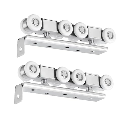 Die schienen der tore schieben, Schiebetür-Hardware-Schienensatz mit 8-Rad-Aufhängern, 100 kg, for 30–50 mm dicke Türen, mehrfarbig, 60–500 cm(Black,8-wheels hanger set) von EYRMQWJPC