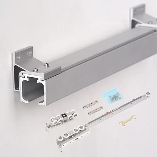 Die schienen der tore schieben, Schiebetür-Schienensatz mit Soft-Close-Mechanismus, 8 Räder, Aufhänger for 20–50 mm dicke Türpaneele, maximale Belastung 220 lbs, mehrere Größen(95 in/241.3 cm) von EYRMQWJPC