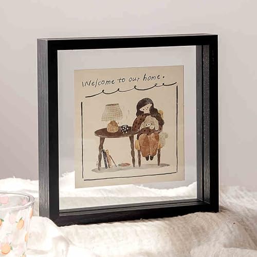 EYRMQWJPC ALEC stellt EIN Foto her, Doppelseitiger schwebender Bilderrahmen aus Klarglas for Fotos, Poster, Mehrfarbig, mehrere Größen(Black,Square 8 inches) von EYRMQWJPC