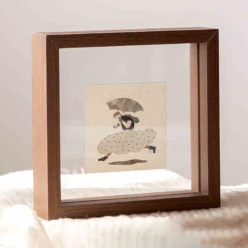 EYRMQWJPC ALEC stellt EIN Foto her, Doppelseitiger schwebender Bilderrahmen aus Klarglas for Fotos, Poster, Mehrfarbig, mehrere Größen(Walnut Color,7 inches) von EYRMQWJPC