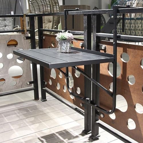 EYRMQWJPC Balkone faltet die tische, Klappbarer Balkon-Hängetisch, 3-Fach höhenverstellbar, Geländertisch for den Außenbereich(Black) von EYRMQWJPC
