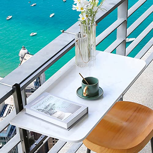 EYRMQWJPC Balkone faltet die tische, Weißer, klappbarer, Verstellbarer Balkon-Hängetisch(Black Stand,100 * 35cm) von EYRMQWJPC