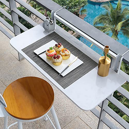 EYRMQWJPC Balkone faltet die tische, Weißer, klappbarer, Verstellbarer Balkon-Hängetisch(White Stand,80 * 35cm) von EYRMQWJPC