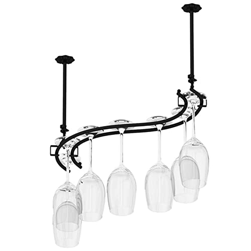 EYRMQWJPC Deckenmontiertes Weinglasregal ， Weinglas-Flaschenregal for Aufhängen an der Decke, Mehrfarbig, mehrere Größen(Black,100cm) von EYRMQWJPC