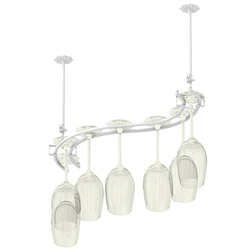 EYRMQWJPC Deckenmontiertes Weinglasregal ， Weinglas-Flaschenregal for Aufhängen an der Decke, Mehrfarbig, mehrere Größen(White,100cm) von EYRMQWJPC