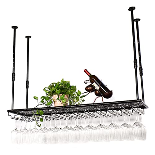 EYRMQWJPC Deckenmontiertes Weinglasregal ， Weinglasregal zur Deckenmontage, Stielglashalter, Schwarz, mehrere Größen(120x35cm) von EYRMQWJPC