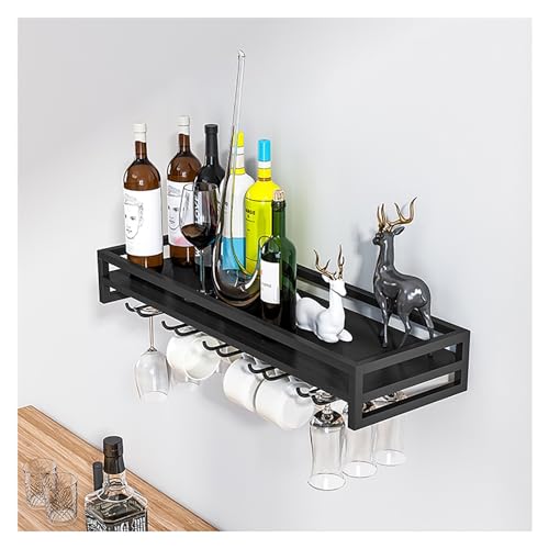 EYRMQWJPC Deckenmontiertes Weinglasregal ， Weinregal und Stielglashalter zur Wandmontage aus Metall in Gold, Schwarz, Weiß, mehrere Größen(Black,60 * 20 * 8.5cm) von EYRMQWJPC