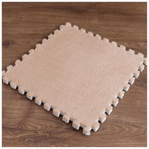 EYRMQWJPC Plüsch-Teppichfliesen mit Verriegelung Interlocking Foam Carpet Tiles Pack of 20 Multicolor 30x30x1cm(Apricot) von EYRMQWJPC