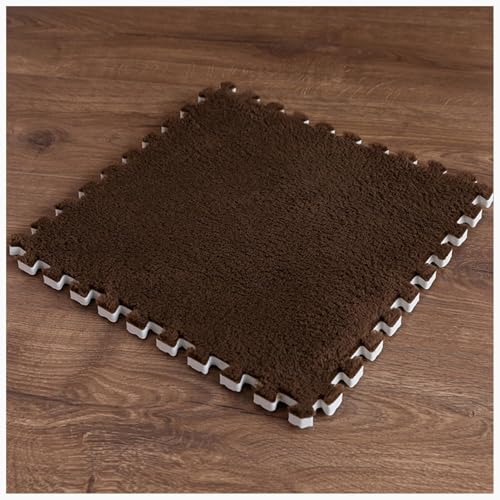 EYRMQWJPC Plüsch-Teppichfliesen mit Verriegelung Interlocking Foam Carpet Tiles Pack of 20 Multicolor 30x30x1cm(Brown) von EYRMQWJPC