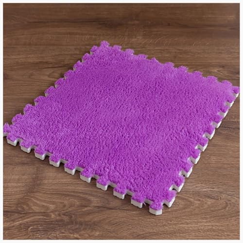 EYRMQWJPC Plüsch-Teppichfliesen mit Verriegelung Interlocking Foam Carpet Tiles Pack of 20 Multicolor 30x30x1cm(Dark Purple) von EYRMQWJPC