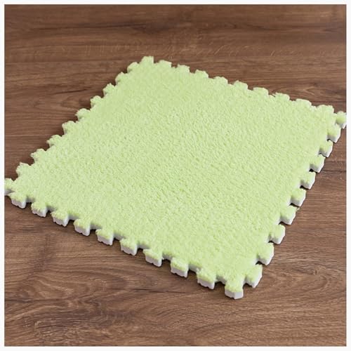 EYRMQWJPC Plüsch-Teppichfliesen mit Verriegelung Interlocking Foam Carpet Tiles Pack of 20 Multicolor 30x30x1cm(Light Green) von EYRMQWJPC