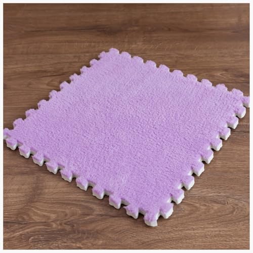 EYRMQWJPC Plüsch-Teppichfliesen mit Verriegelung Interlocking Foam Carpet Tiles Pack of 20 Multicolor 30x30x1cm(Light Purple) von EYRMQWJPC