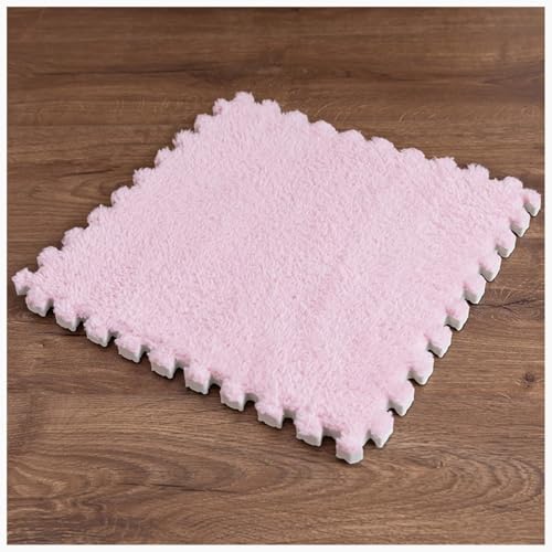 EYRMQWJPC Plüsch-Teppichfliesen mit Verriegelung Interlocking Foam Carpet Tiles Pack of 20 Multicolor 30x30x1cm(Pink) von EYRMQWJPC