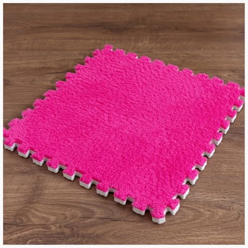EYRMQWJPC Plüsch-Teppichfliesen mit Verriegelung Interlocking Foam Carpet Tiles Pack of 20 Multicolor 30x30x1cm(Rose Red) von EYRMQWJPC