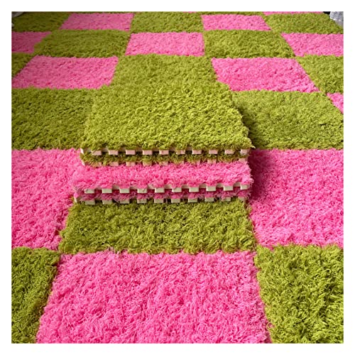 EYRMQWJPC Plüsch-Teppichfliesen mit Verriegelung Interlocking Foam Carpet Tiles Pack of 50 12x12x0.4 Inch Multicolor(Red Green) von EYRMQWJPC