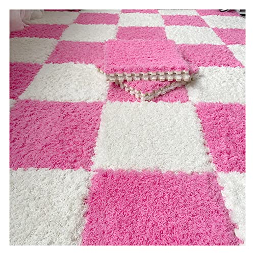 EYRMQWJPC Plüsch-Teppichfliesen mit Verriegelung Interlocking Foam Carpet Tiles Pack of 50 12x12x0.4 Inch Multicolor(Red White) von EYRMQWJPC