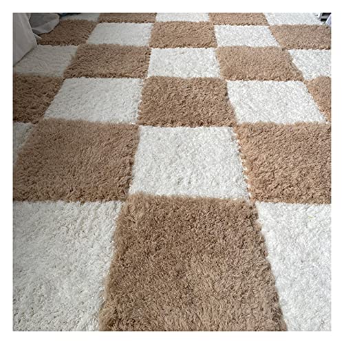 EYRMQWJPC Plüsch-Teppichfliesen mit Verriegelung PE Foam Floor Mat Tiles Pack of 50 Interlocking Play Mat 12x12 Inch Multicolor(Apricot+White) von EYRMQWJPC