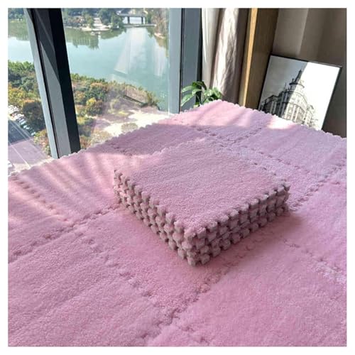 EYRMQWJPC Plüsch-Teppichfliesen mit Verriegelung Pack of 12 12x12 Inch Fluffy Eva Foam Mats Multicolor Two Thicknesses(Pink,0.6cm) von EYRMQWJPC