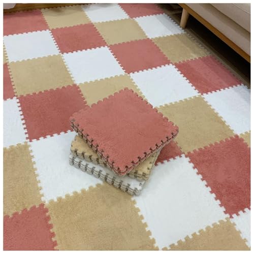 EYRMQWJPC Plüsch-Teppichfliesen mit Verriegelung Pack of 12 Plush Foam Puzzle Interlocking Carpet Tiles Multicolor 60x60x1cm(#1) von EYRMQWJPC