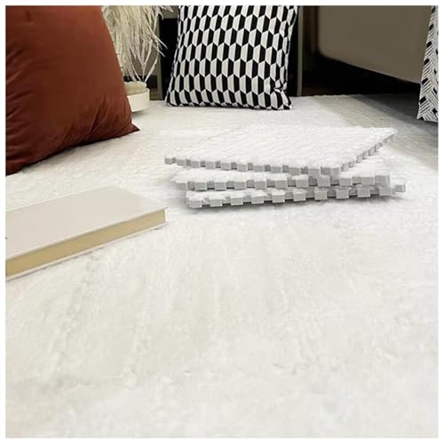 EYRMQWJPC Plüsch-Teppichfliesen mit Verriegelung Pack of 30 Foam Interlocking Carpet Tiles Multicolor 30x30cm(White) von EYRMQWJPC