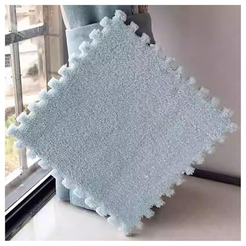 EYRMQWJPC Plüsch-Teppichfliesen mit Verriegelung Pack of 36 12x12x0.4in Plush Carpet Interlocking Foam Puzzle Floor Mat Multicolor(Blue) von EYRMQWJPC