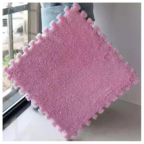 EYRMQWJPC Plüsch-Teppichfliesen mit Verriegelung Pack of 36 12x12x0.4in Plush Carpet Interlocking Foam Puzzle Floor Mat Multicolor(Pink) von EYRMQWJPC