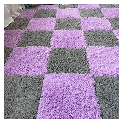 EYRMQWJPC Plüsch-Teppichfliesen mit Verriegelung Plush Foam Interlocking Floor Mats Pack of 50 Multicolor 12x12 Inch(Purple+Gray) von EYRMQWJPC
