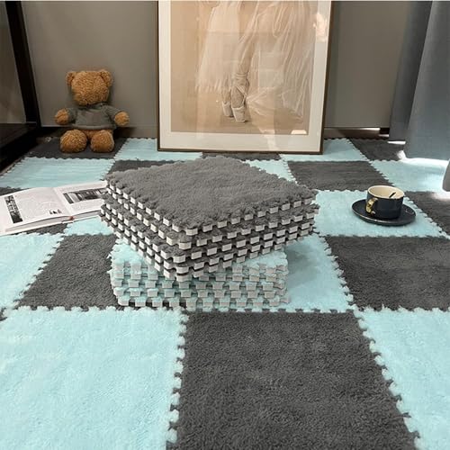 EYRMQWJPC Plüsch-Teppichfliesen mit Verriegelung Plush Foam Puzzle Interlocking Carpet Tiles Pack of 20 Multicolor 30x30x1cm(#2) von EYRMQWJPC