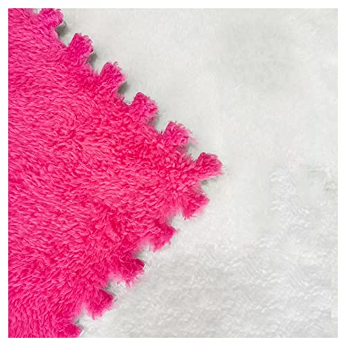 EYRMQWJPC Plüsch-Teppichfliesen mit Verriegelung Puzzle Interlocking Foam Mats Pack of 10/12/16 Multicolor 12x12 Inches(Rose Red,16 Pcs) von EYRMQWJPC