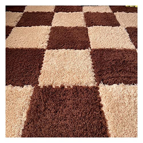 EYRMQWJPC Plüsch-Teppichfliesen mit Verriegelung Square Interlocking Foam Carpet Floor Mat Tiles Multicolor 12x12x0.4 inch Pack of 50(Dark Light Coffee) von EYRMQWJPC