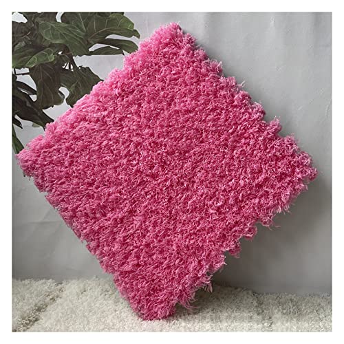 EYRMQWJPC Plüsch-Teppichfliesen mit Verriegelung Square Interlocking Foam Carpet Floor Mat Tiles Multicolor 12x12x0.4 inch Pack of 50(Rose Red) von EYRMQWJPC