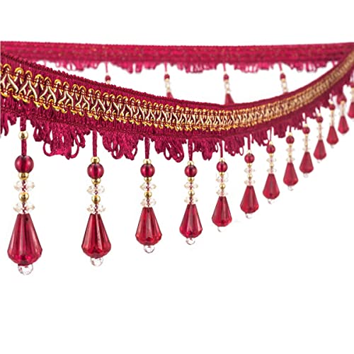 EYRMQWJPC Quastenbesatz 4 Yards Kristall Hängende Perlen Quaste Fringe Trimmen Applique Stoff Trimmen(Wine Red) von EYRMQWJPC