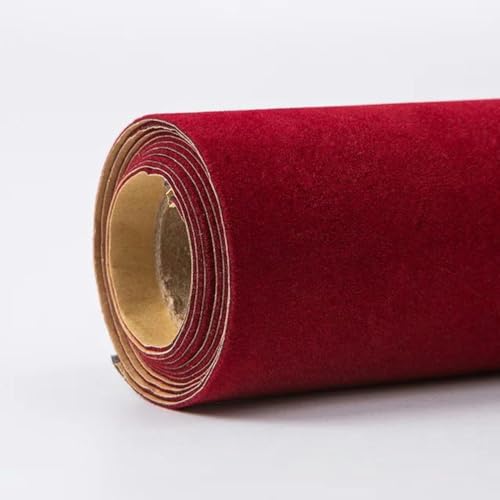 EYRMQWJPC Selbstklebende Flock-Samtstoffrolle, Samtiger, Selbstklebender Beflockungsstoff, 45 cm Breite x (1–20) m, Mehrfarbig(Wine Red,45cm x 2m) von EYRMQWJPC