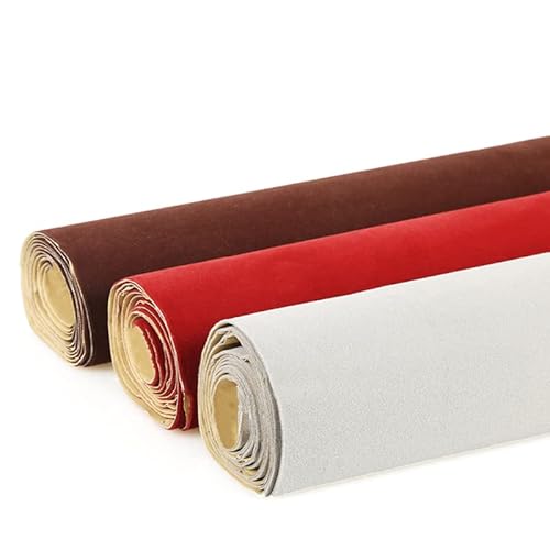EYRMQWJPC Selbstklebende Flock-Samtstoffrolle, Trägerstoff aus Samt, Beflockung, 19,68 x 58,26 Zoll 1,2 mm, Mehrfarbig(8 Red) von EYRMQWJPC