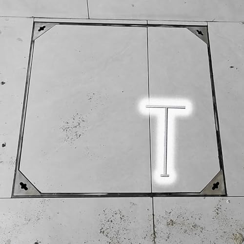 EYRMQWJPC Versenkte Kunststoff-Schachtabdeckung Edelstahl-Kanaldeckel, unsichtbar, quadratisch, 30 x 30 cm bis 110 x 110 cm, silberfarben, 1,5 Tonnen Tragkraft, mit T-Haken(32x32CM(12.6X12.6IN)) von EYRMQWJPC